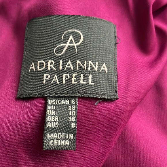 Beautiful fuschia beaded neckline Adrianna Papell dress 6 - Picture 9 of 13